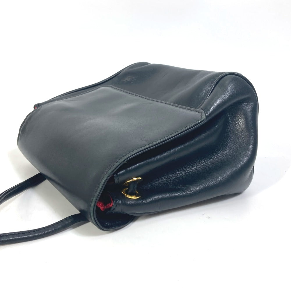 Dior Shoulder Bag leather black pochette bag purse Women Used Authentic
