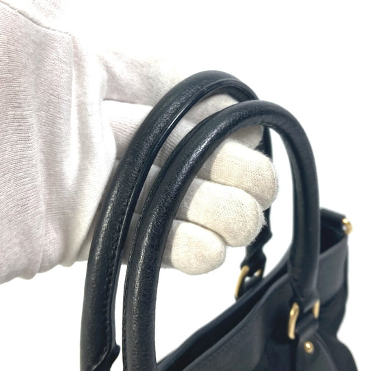 PRADA Tote Bag Nylon / leather black Handbag Shoulder Bag Triangle logo plate Women Used Authentic