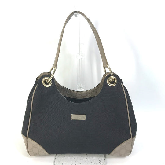 GUCCI Shoulder Bag 257265 Canvas / leather Dark Navy type GG Guccisima logo Women Used Authentic