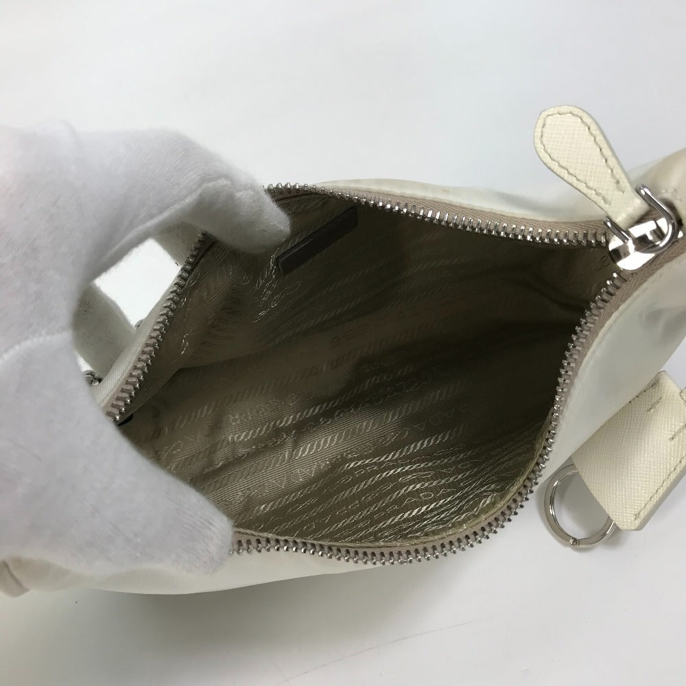 PRADA Shoulder Bag 1BH204 Nylon white Triangle logo plate Re-Edition 2005 Women Used Authentic
