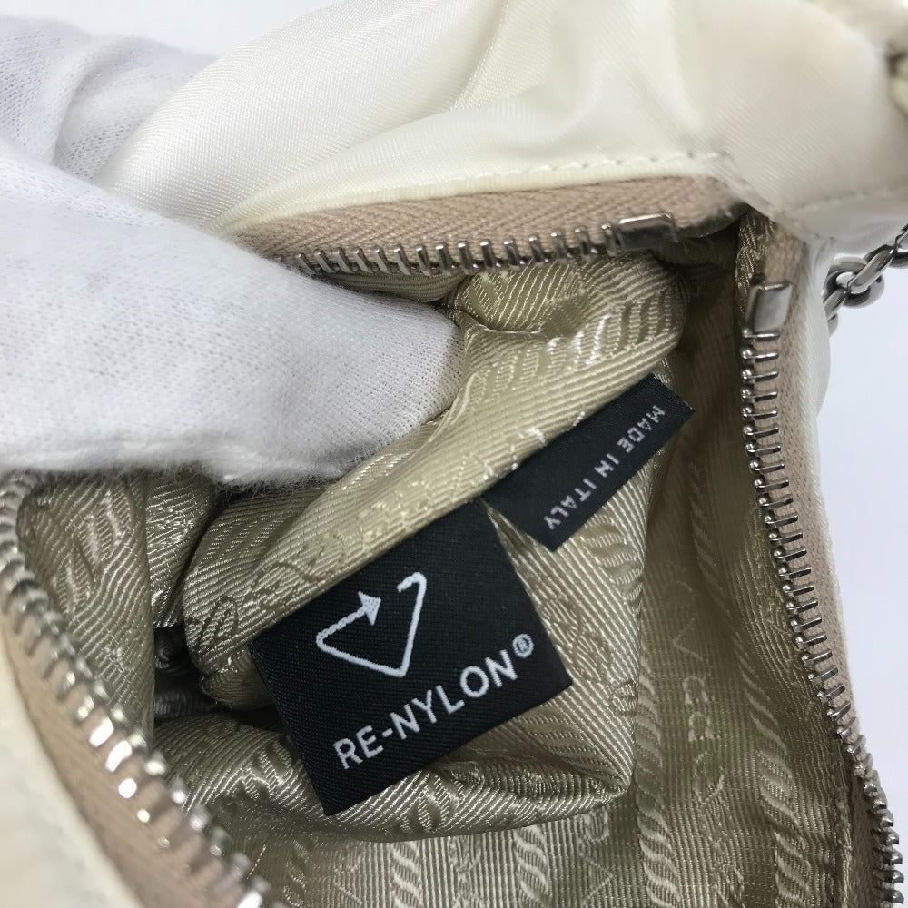 PRADA Shoulder Bag 1BH204 Nylon white Triangle logo plate Re-Edition 2005 Women Used Authentic