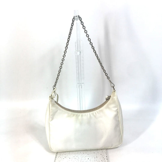 PRADA Shoulder Bag 1BH204 Nylon white Triangle logo plate Re-Edition 2005 Women Used Authentic