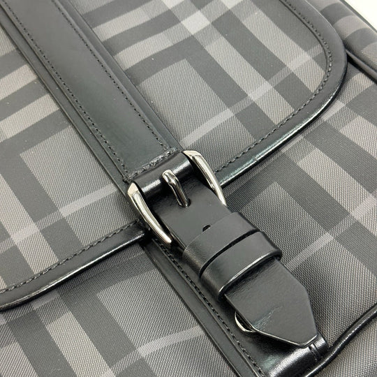 BURBERRY Shoulder Bag PVC / Leather gray check Messenger mens Used Authentic