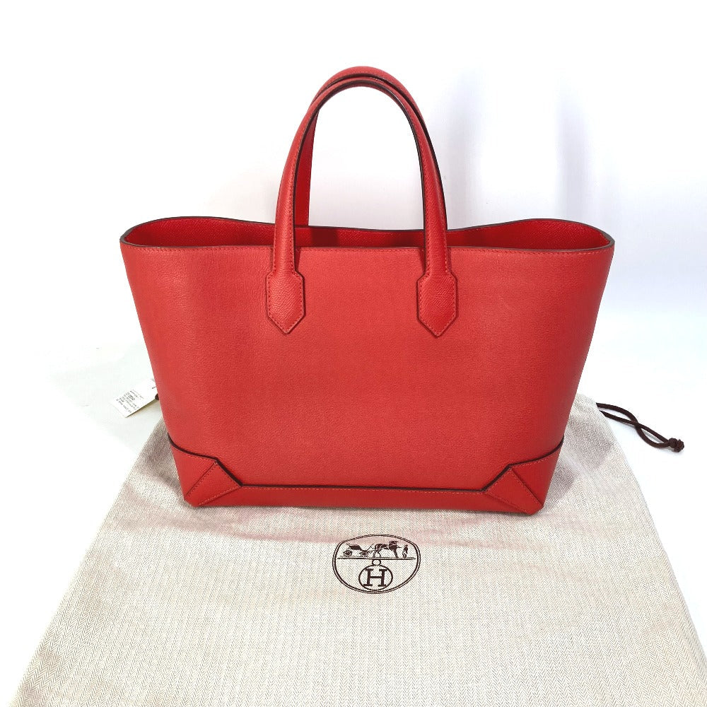 HERMES Tote Bag Evercolor, Epsom Red maxi box cover 30 Women Used Authentic
