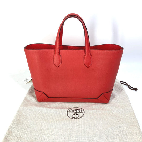 HERMES Tote Bag Evercolor, Epsom Red maxi box cover 30 Women Used Authentic