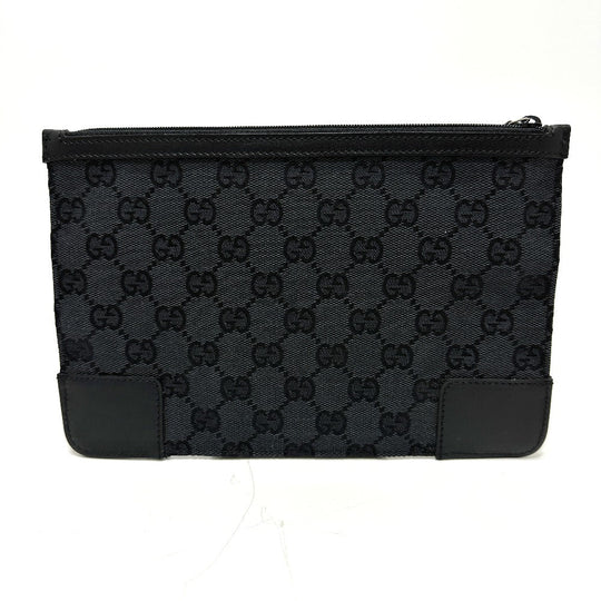 GUCCI Pouch 150415 GG canvas black GG flat Women Used Authentic