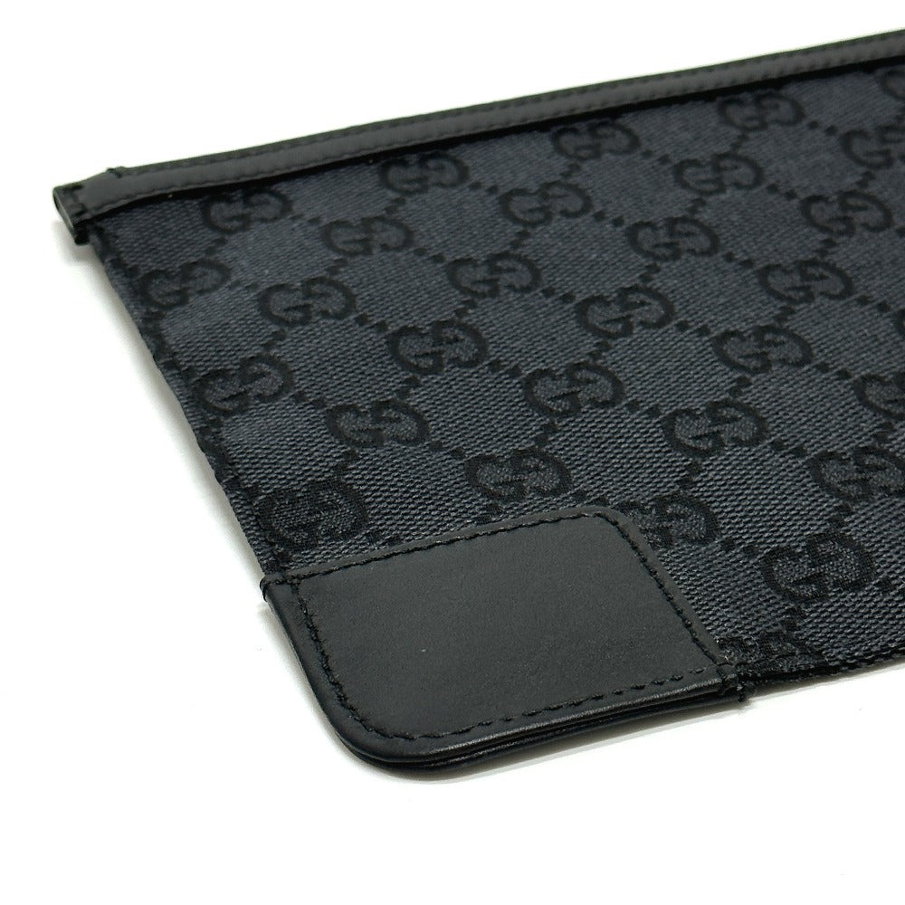 GUCCI Pouch 150415 GG canvas black GG flat Women Used Authentic