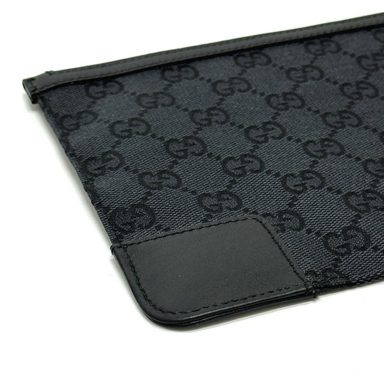 GUCCI Pouch 150415 GG canvas black GG flat Women Used Authentic
