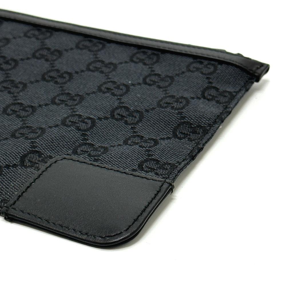 GUCCI Pouch 150415 GG canvas black GG flat Women Used Authentic