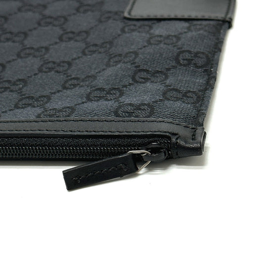 GUCCI Pouch 150415 GG canvas black GG flat Women Used Authentic