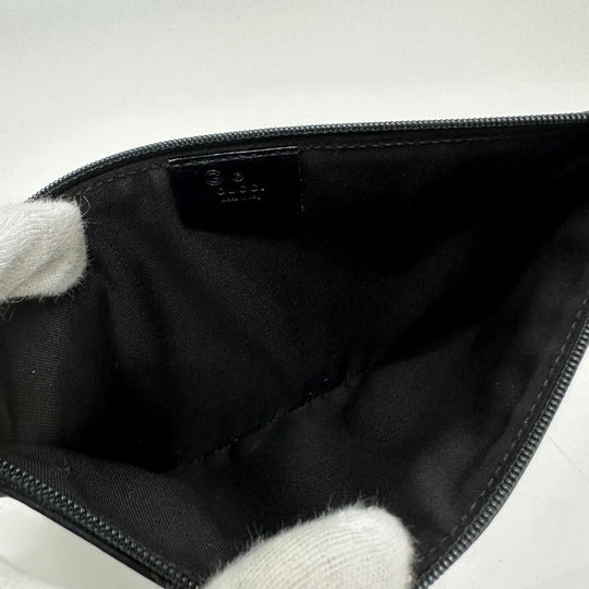 GUCCI Pouch 150415 GG canvas black GG flat Women Used Authentic