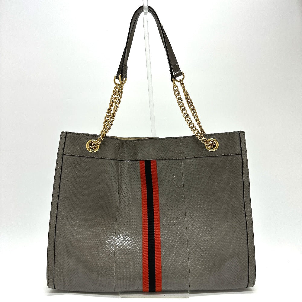 GUCCI Tote Bag 537219 leather gray Sherry line raja tiger head Women Used Authentic