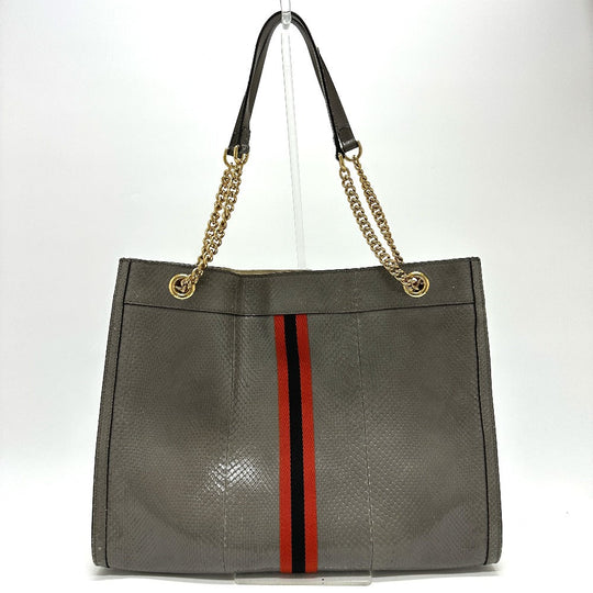 GUCCI Tote Bag 537219 leather gray Sherry line raja tiger head Women Used Authentic