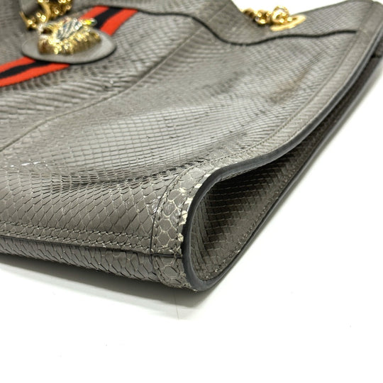 GUCCI Tote Bag 537219 leather gray Sherry line raja tiger head Women Used Authentic