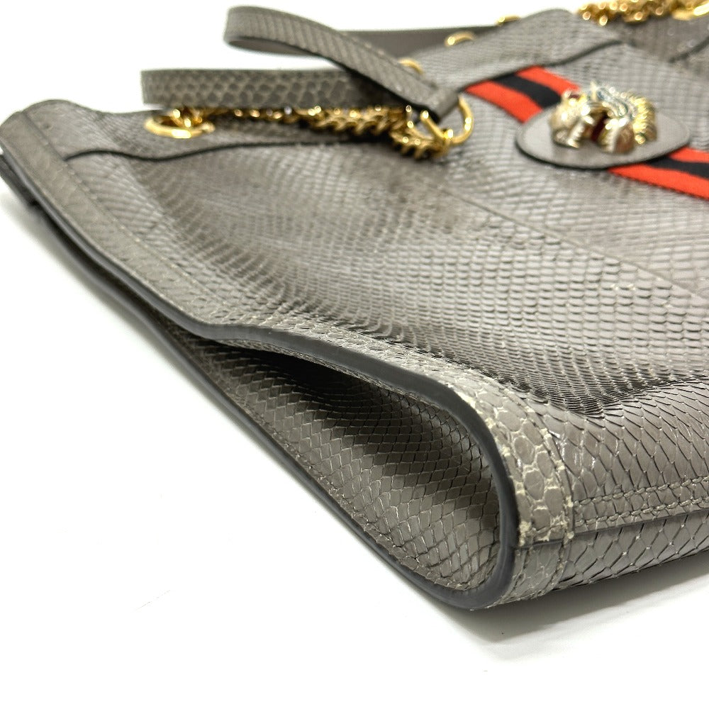 GUCCI Tote Bag 537219 leather gray Sherry line raja tiger head Women Used Authentic