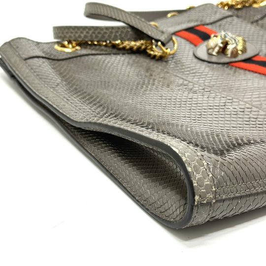 GUCCI Tote Bag 537219 leather gray Sherry line raja tiger head Women Used Authentic