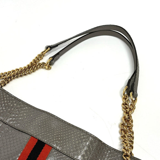 GUCCI Tote Bag 537219 leather gray Sherry line raja tiger head Women Used Authentic