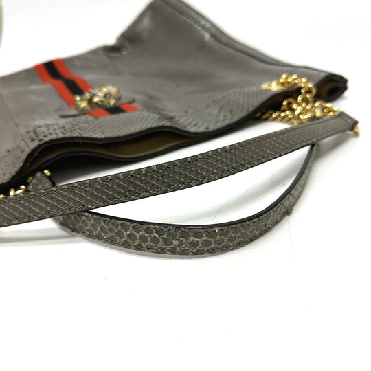GUCCI Tote Bag 537219 leather gray Sherry line raja tiger head Women Used Authentic