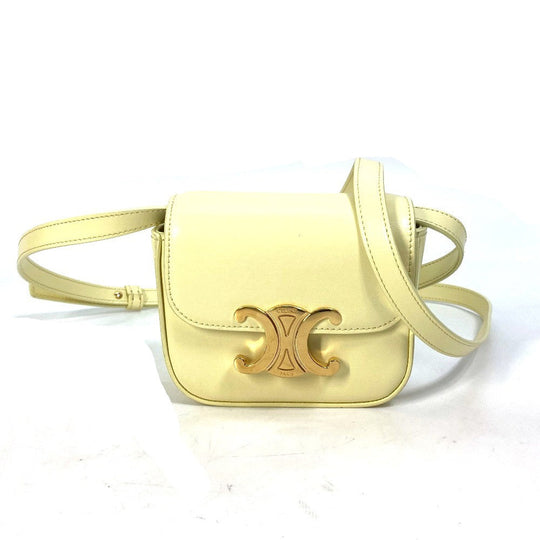 CELINE Shoulder Bag 10I513DPV.11OY leather yellow Shiny calfskin mini triomphe Women Used Authentic