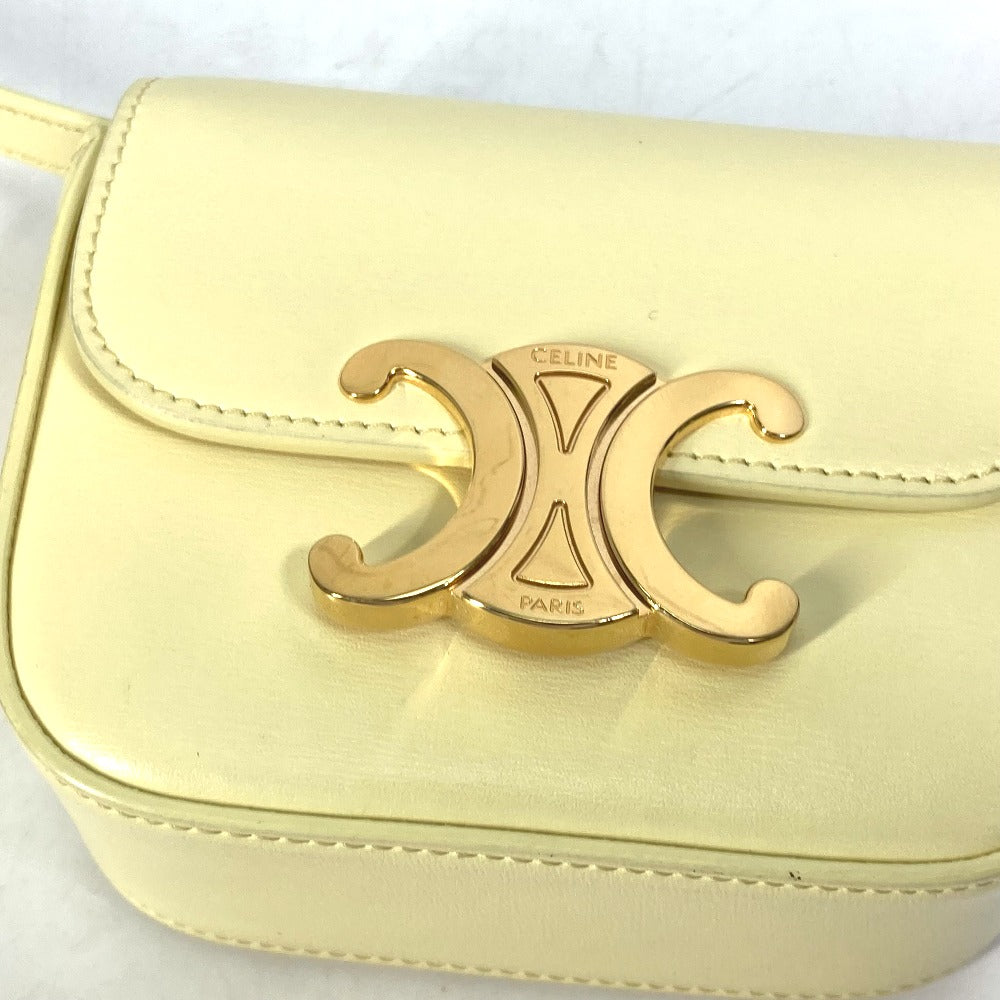 CELINE Shoulder Bag 10I513DPV.11OY leather yellow Shiny calfskin mini triomphe Women Used Authentic