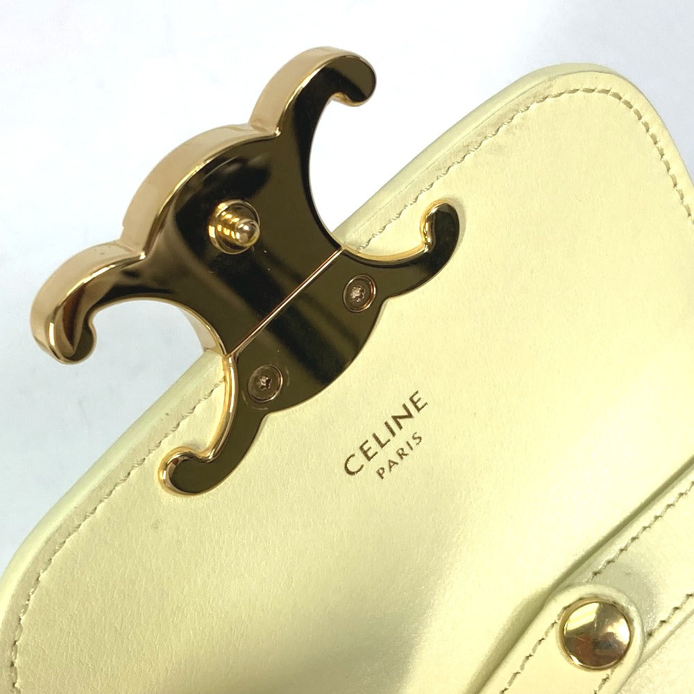 CELINE Shoulder Bag 10I513DPV.11OY leather yellow Shiny calfskin mini triomphe Women Used Authentic