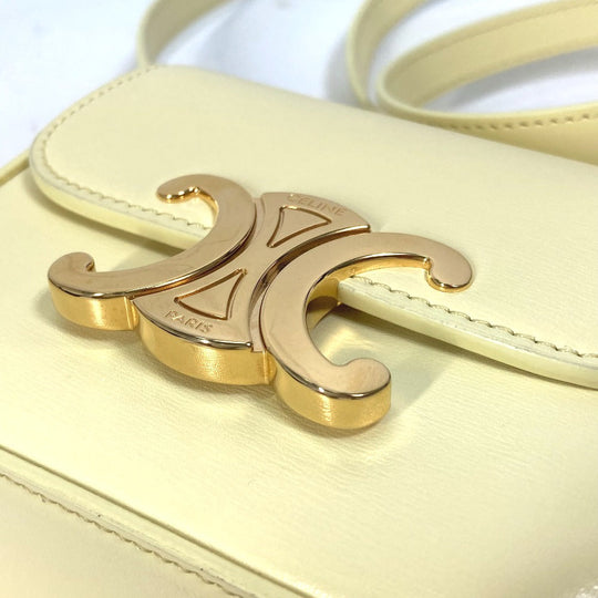 CELINE Shoulder Bag 10I513DPV.11OY leather yellow Shiny calfskin mini triomphe Women Used Authentic