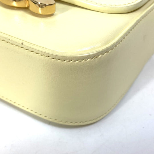 CELINE Shoulder Bag 10I513DPV.11OY leather yellow Shiny calfskin mini triomphe Women Used Authentic