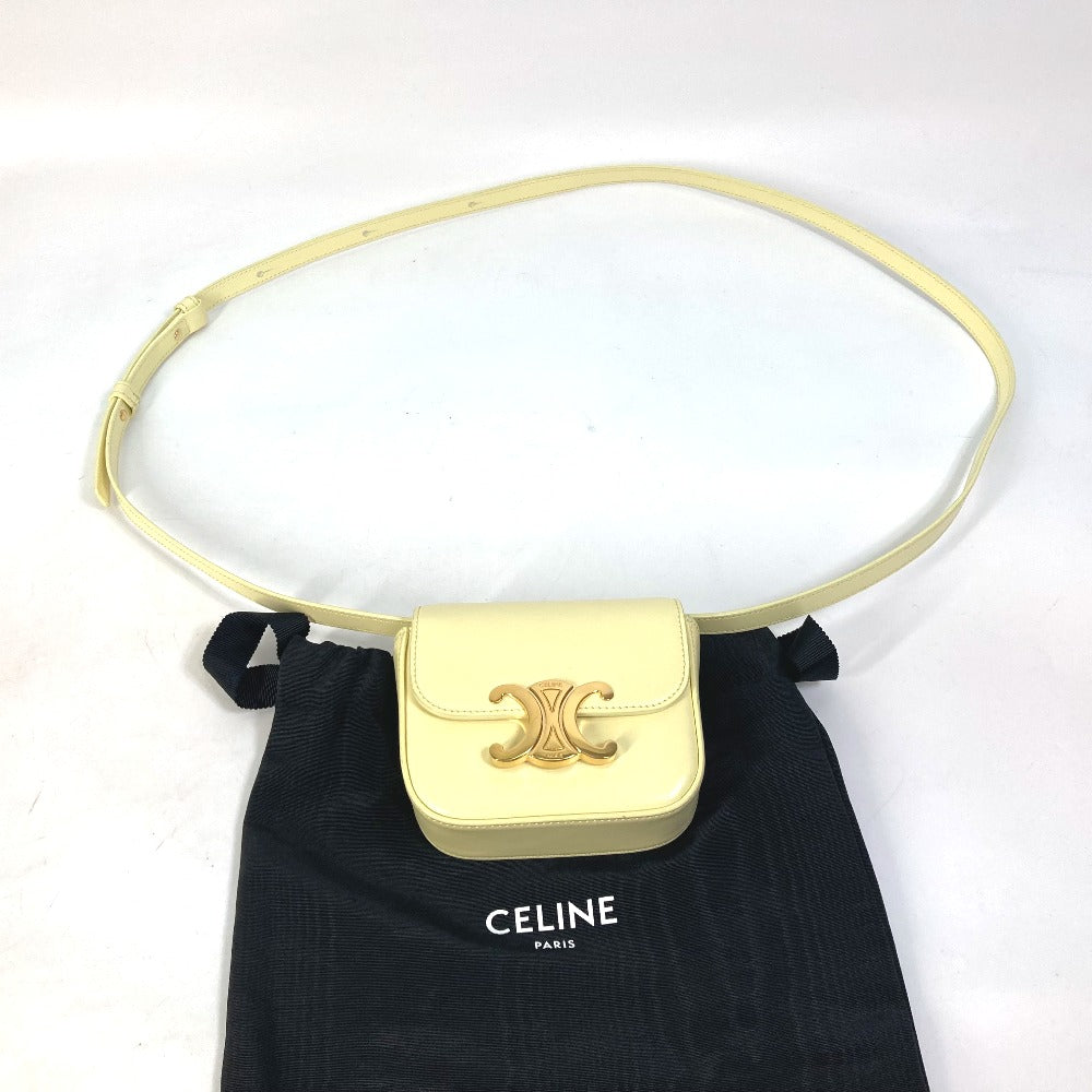 CELINE Shoulder Bag 10I513DPV.11OY leather yellow Shiny calfskin mini triomphe Women Used Authentic
