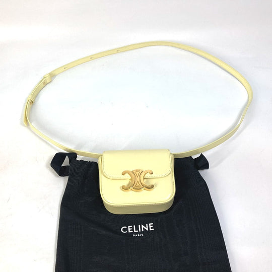 CELINE Shoulder Bag 10I513DPV.11OY leather yellow Shiny calfskin mini triomphe Women Used Authentic