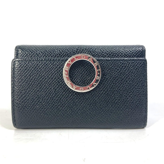 BVLGARI Key case Key holder  leather black Bulgari Bulgari ring clip logo clip mens Used Authentic