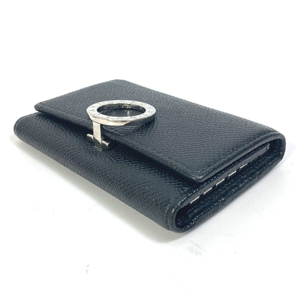 BVLGARI Key case Key holder  leather black Bulgari Bulgari ring clip logo clip mens Used Authentic