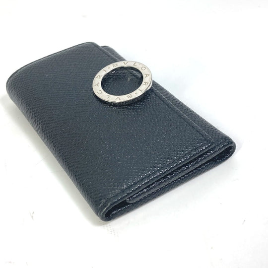 BVLGARI Key case Key holder  leather black Bulgari Bulgari ring clip logo clip mens Used Authentic