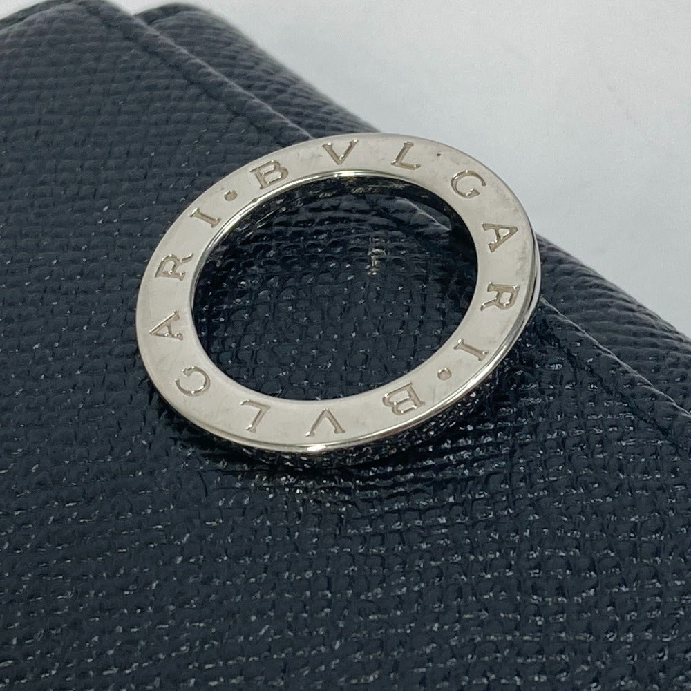 BVLGARI Key case Key holder  leather black Bulgari Bulgari ring clip logo clip mens Used Authentic