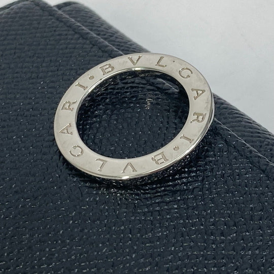 BVLGARI Key case Key holder  leather black Bulgari Bulgari ring clip logo clip mens Used Authentic