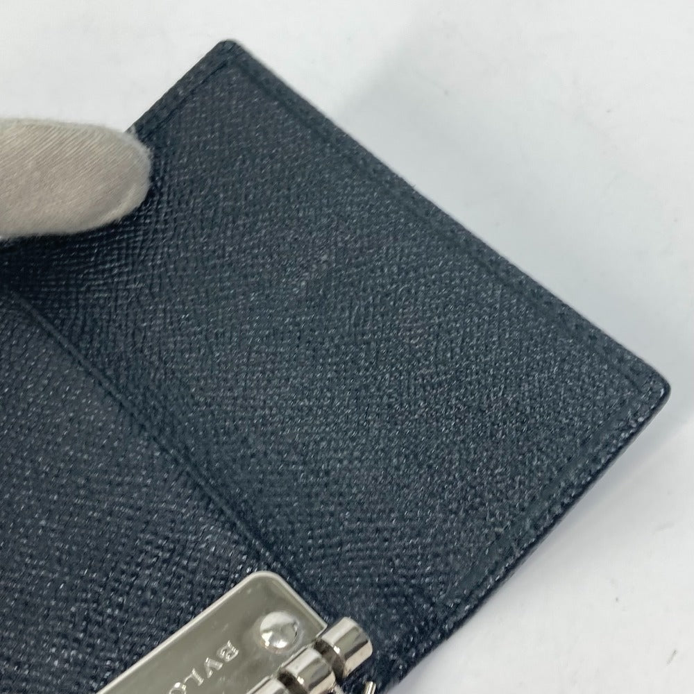 BVLGARI Key case Key holder  leather black Bulgari Bulgari ring clip logo clip mens Used Authentic