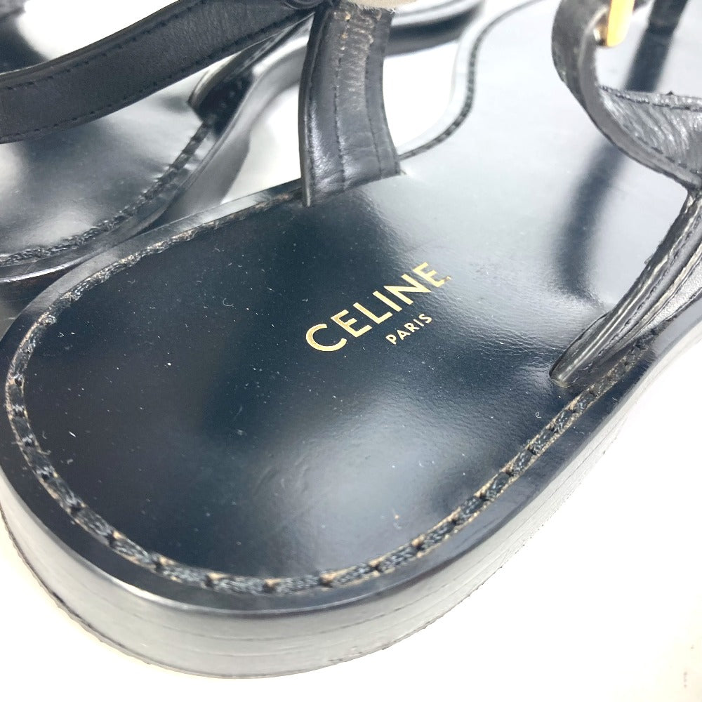 CELINE Sandals 33310 leather black Triomphe Tong sandals Women 34 Used Authentic