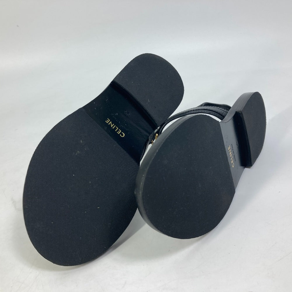 CELINE Sandals 33310 leather black Triomphe Tong sandals Women 34 Used Authentic
