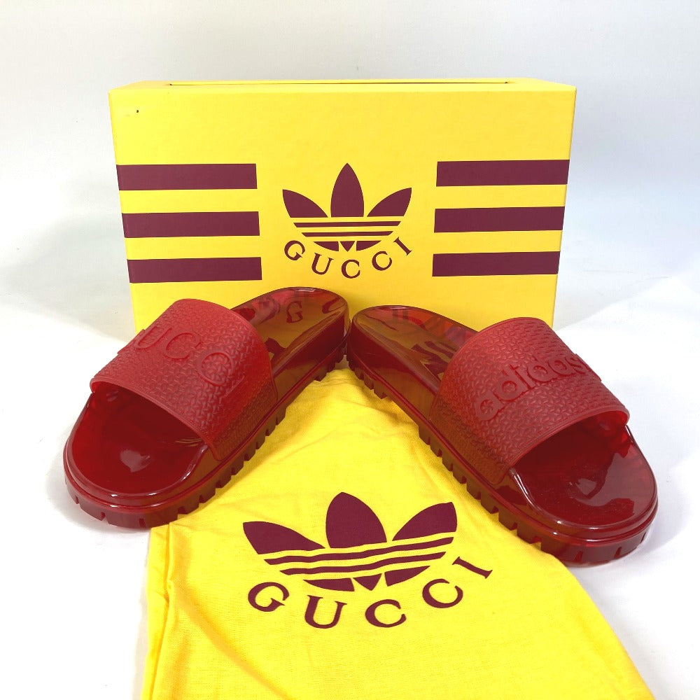 GUCCI Sandals 721229 rubber Red logo shoes clear slide Women 9 Used Authentic