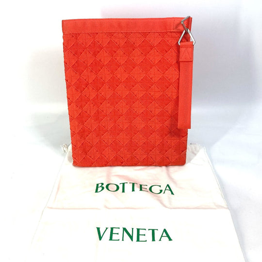 BOTTEGAVENETA Clutch bag 667060 polypropylene Orange INTRECCIATO light webbing mens Used Authentic
