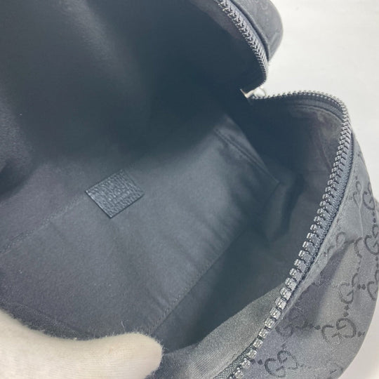 GUCCI Waist bag 449182 Nylon black GG Belt bag Shoulder Bag mens Used Authentic