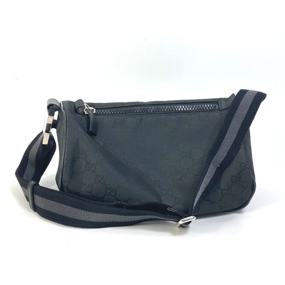 GUCCI Waist bag 449182 Nylon black GG Belt bag Shoulder Bag mens Used Authentic