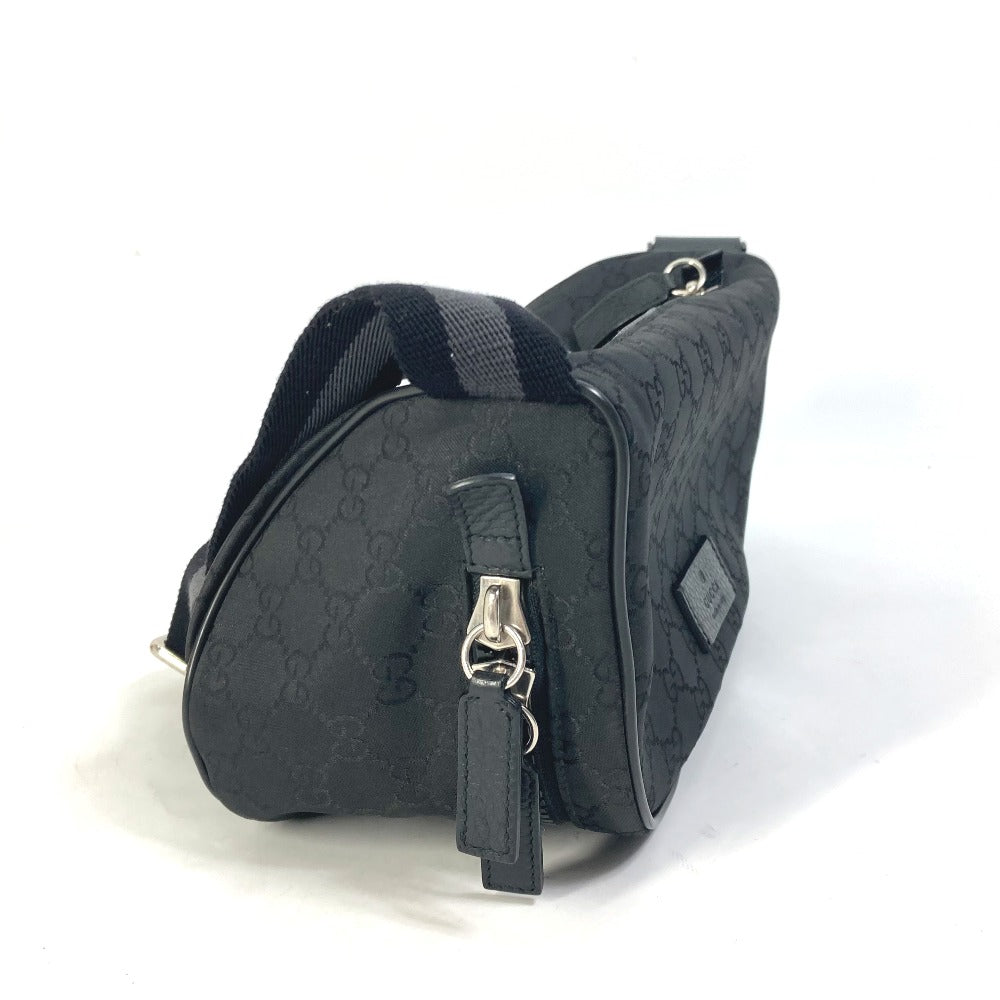 GUCCI Waist bag 449182 Nylon black GG Belt bag Shoulder Bag mens Used Authentic