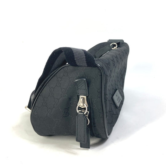 GUCCI Waist bag 449182 Nylon black GG Belt bag Shoulder Bag mens Used Authentic