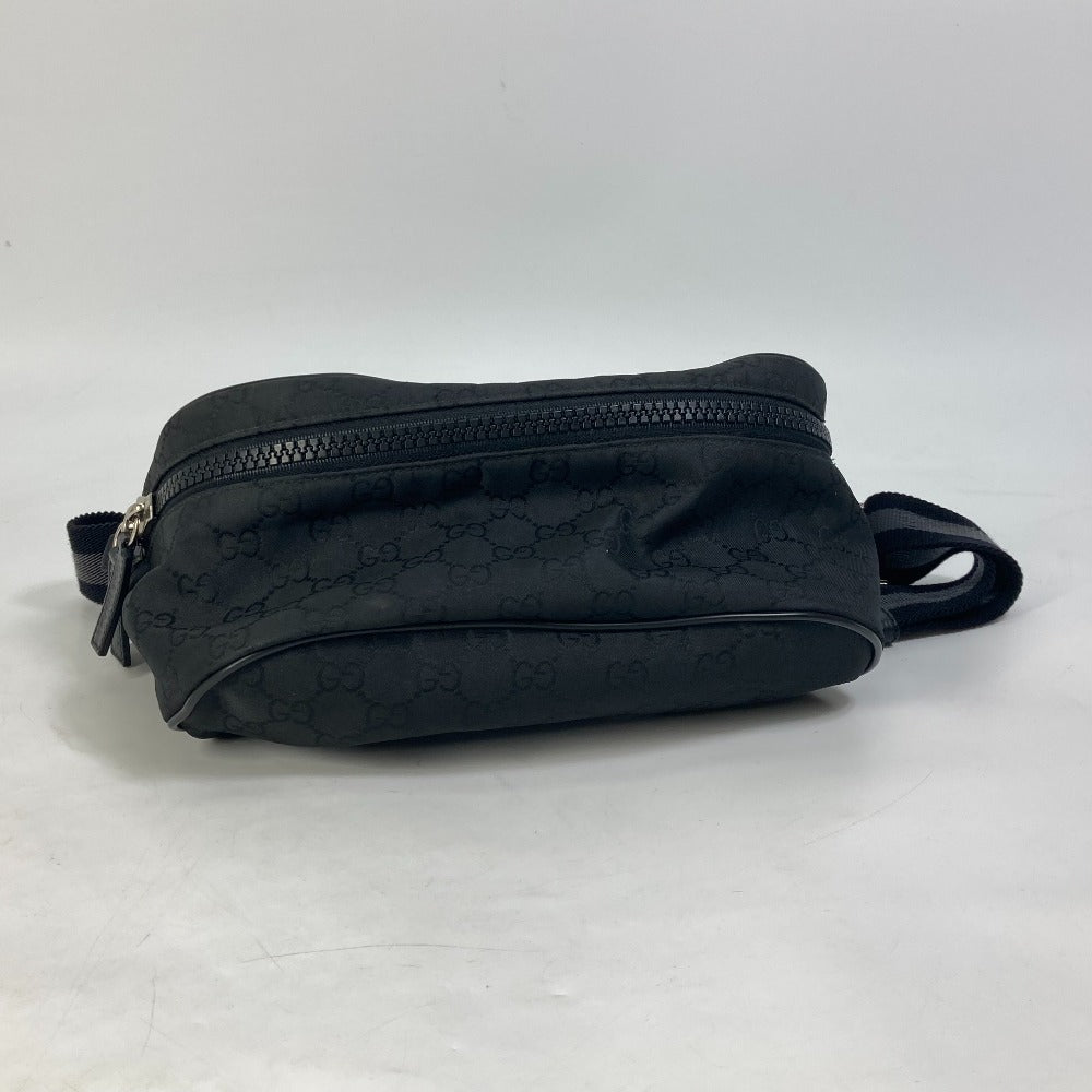 GUCCI Waist bag 449182 Nylon black GG Belt bag Shoulder Bag mens Used Authentic