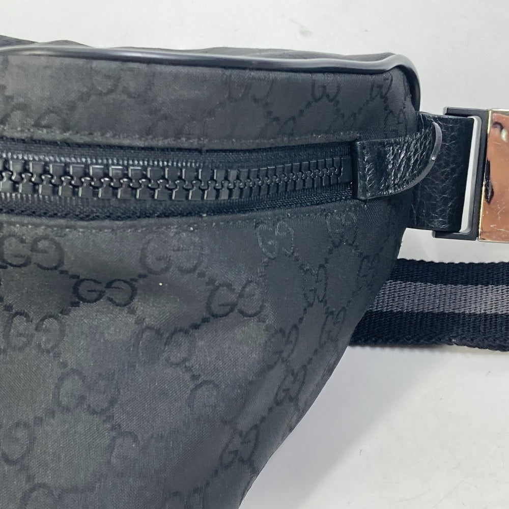 GUCCI Waist bag 449182 Nylon black GG Belt bag Shoulder Bag mens Used Authentic