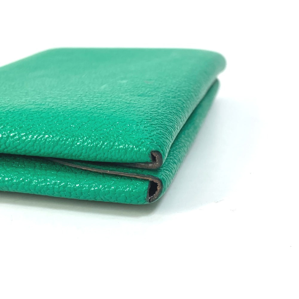 HERMES Card Case Shave green Coin Pocket Coin case Card Case Calvi duo Women Used Authentic