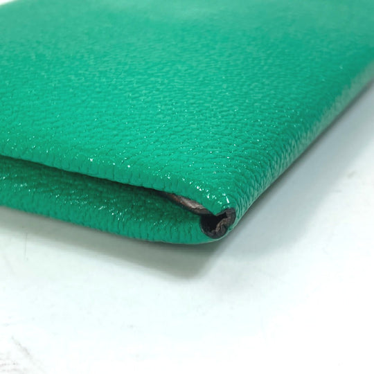 HERMES Card Case Shave green Coin Pocket Coin case Card Case Calvi duo Women Used Authentic