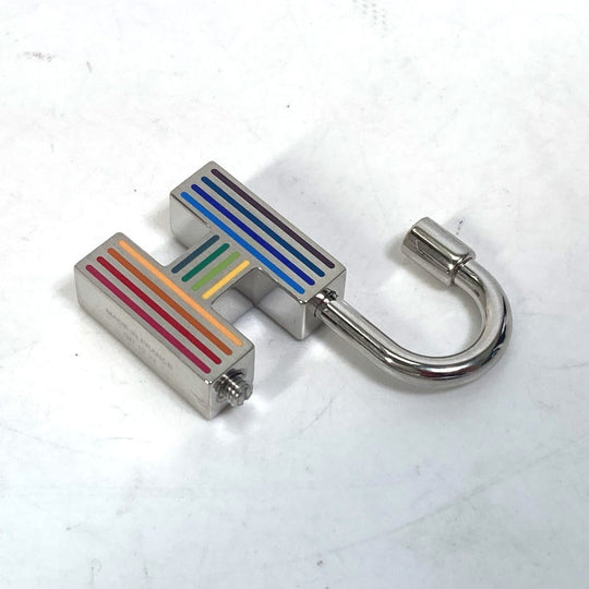HERMES Key ring metal multicolor cadena quiz key Rainbow H logo Women Used Authentic