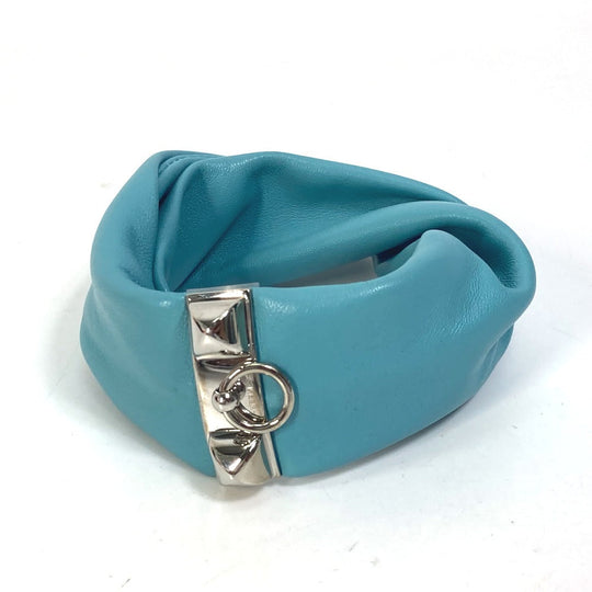 HERMES bracelet leather Light blue accessories medor Torsado