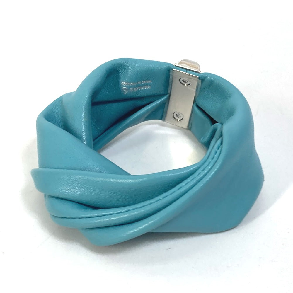 HERMES bracelet leather Light blue accessories medor Torsado